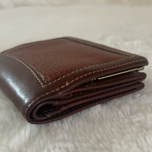 Coach Vintage 90s Sheridan Kiss Lock Coin Purse Wallet Card Case Brown Leather - Picture 3 of 9